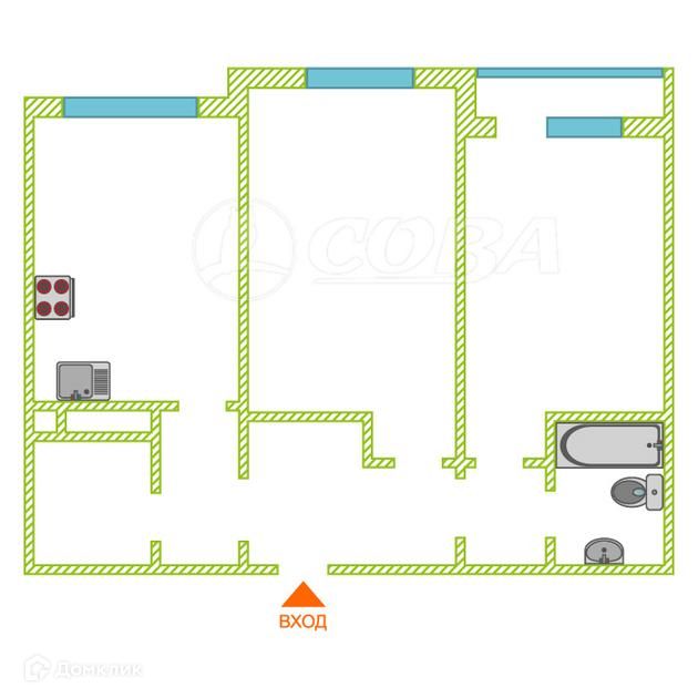 Продаётся 2-комнатная квартира, 62 м²
