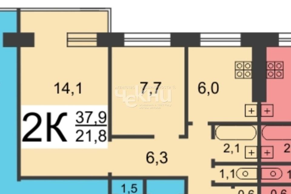 Продаётся 2-комнатная квартира, 37 м²