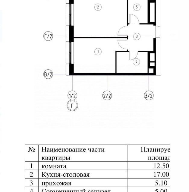 Продаётся 1-комнатная квартира, 43.7 м²