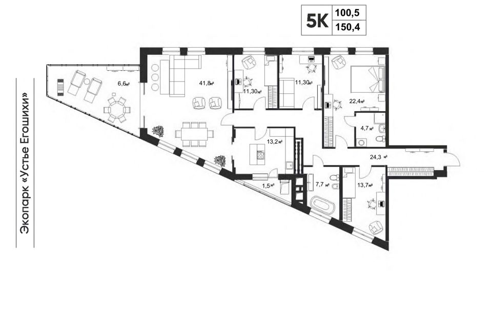 Продаётся 5-комнатная квартира, 158.5 м²