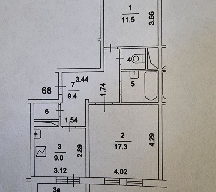 Продаётся 2-комнатная квартира, 54 м²