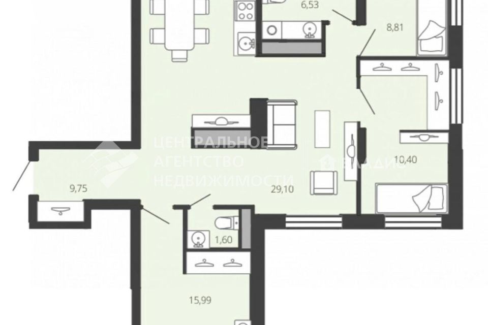 Продаётся 3-комнатная квартира, 76.1 м²