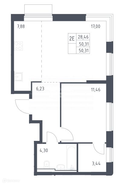 Продаётся 2-комнатная квартира, 49 м²