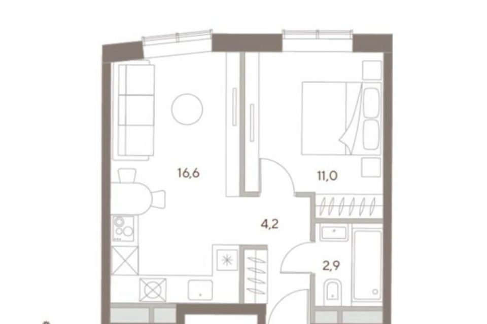 Продаётся 1-комнатная квартира, 35 м²