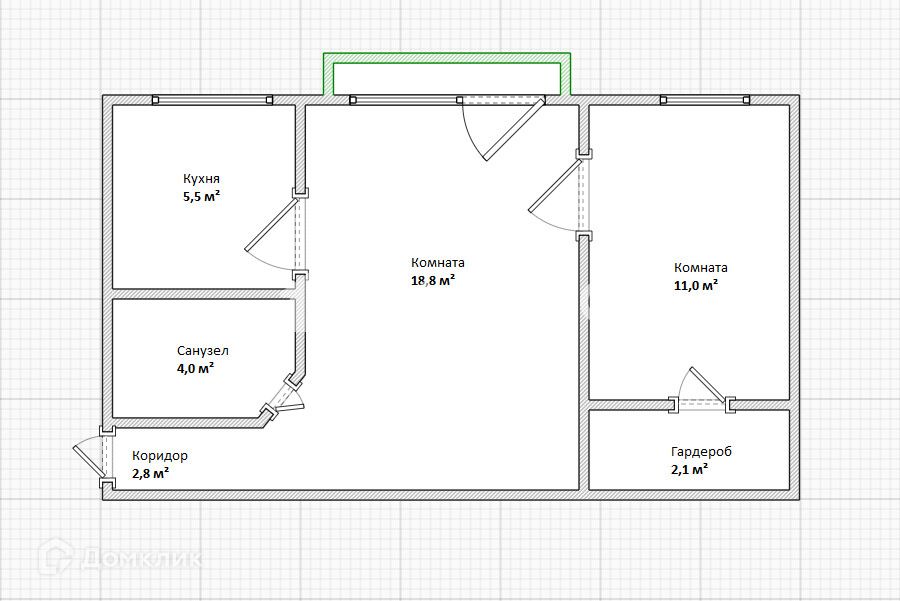 Продаётся 2-комнатная квартира, 44.8 м²