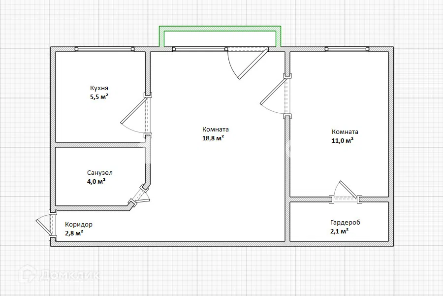 Продаётся 2-комнатная квартира, 44.8 м²