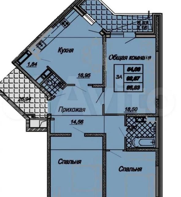 Продаётся 3-комнатная квартира, 104 м²