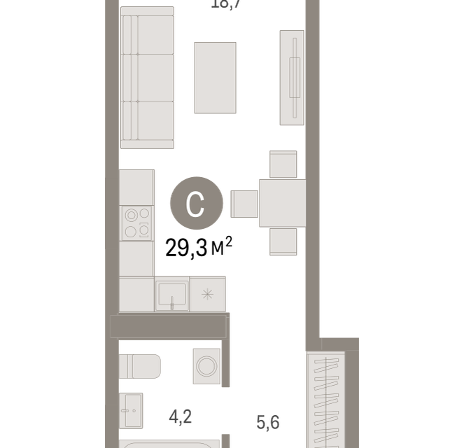 Продаётся студия, 29.3 м²