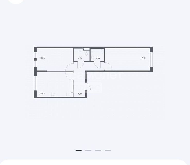 Продаётся 2-комнатная квартира, 57.4 м²