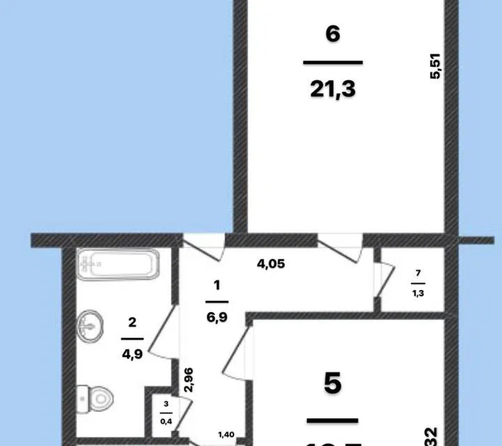 Продаётся 2-комнатная квартира, 60.8 м²