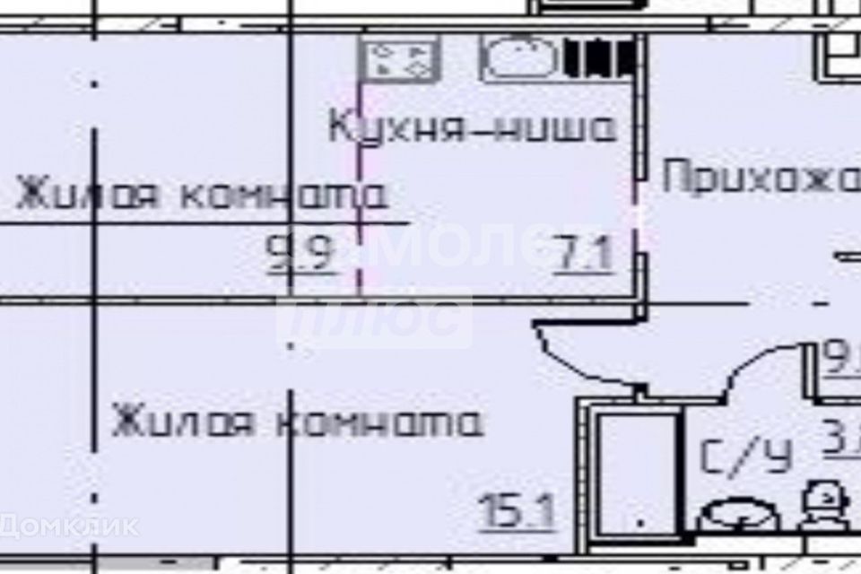 Продаётся 2-комнатная квартира, 44.9 м²