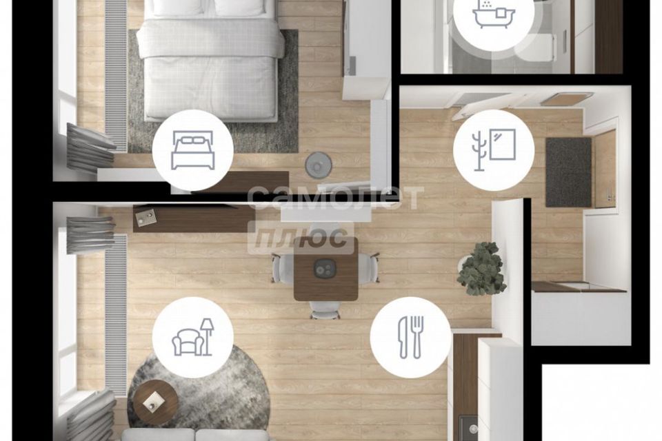 Продаётся 1-комнатная квартира, 38.9 м²