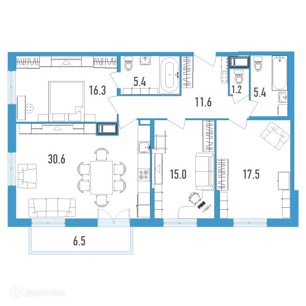 Продаётся 3-комнатная квартира, 105 м²