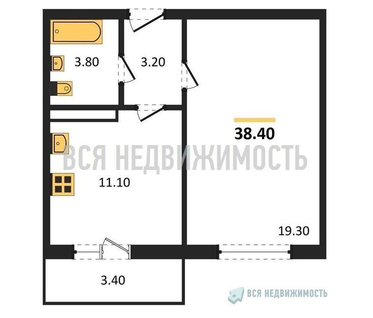 Продаётся 1-комнатная квартира, 37.4 м²