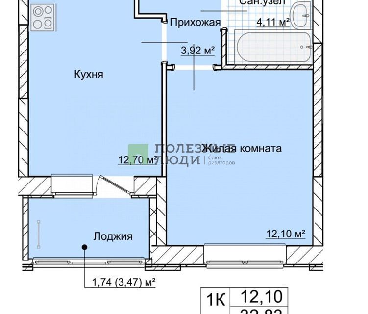 Продаётся 1-комнатная квартира, 36.3 м²