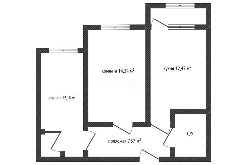 Продаётся 2-комнатная квартира, 53.8 м²