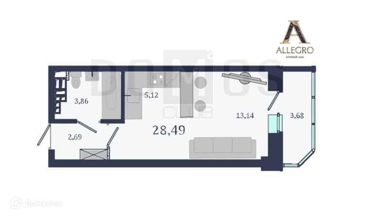 Продаётся студия, 28 м²