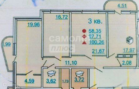 Продаётся 3-комнатная квартира, 108 м²