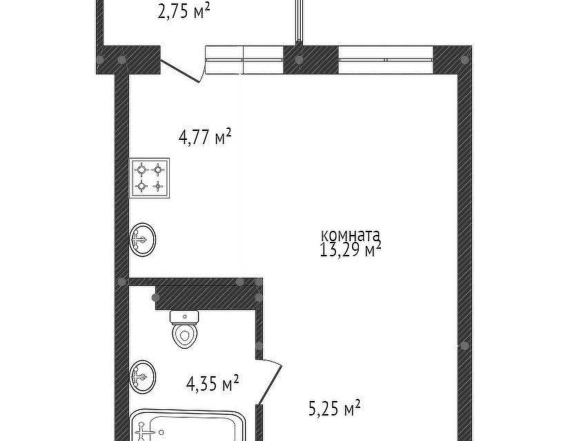Продаётся студия, 28 м²