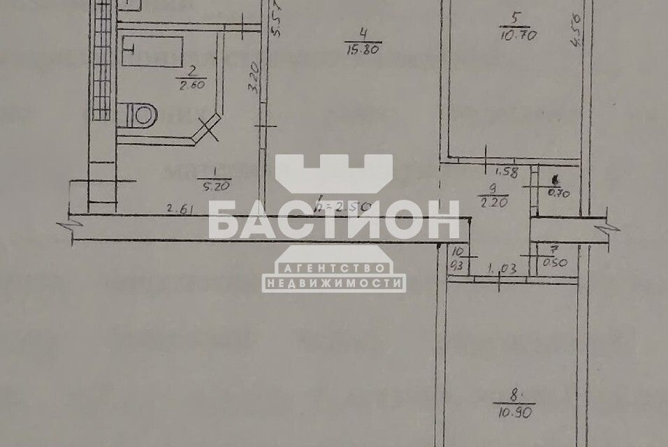 Продаётся 3-комнатная квартира, 54.9 м²