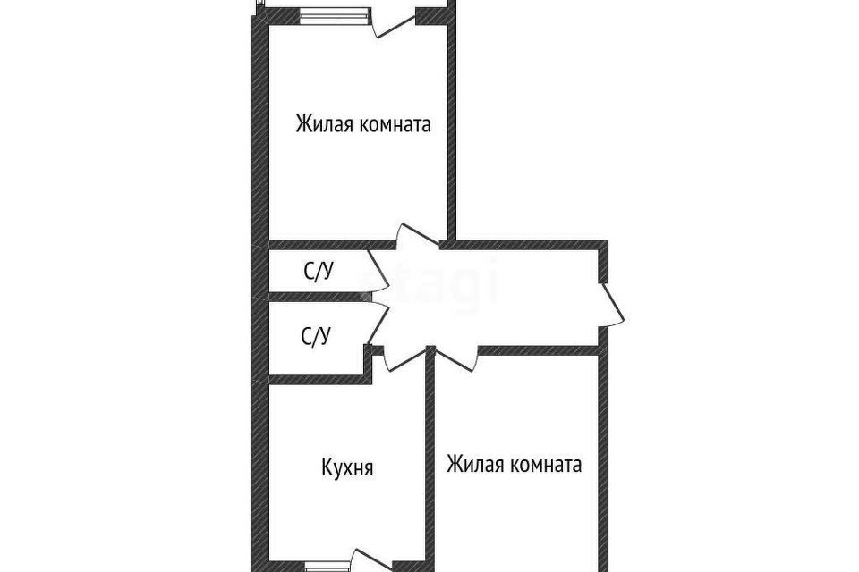 Продаётся 2-комнатная квартира, 62.1 м²