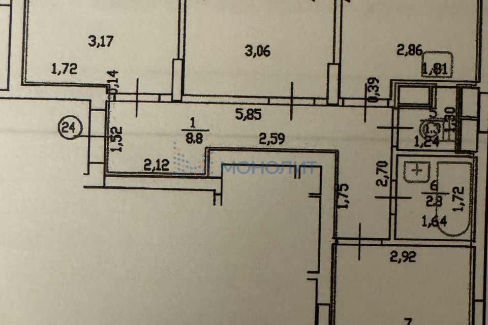 Продаётся 3-комнатная квартира, 65 м²