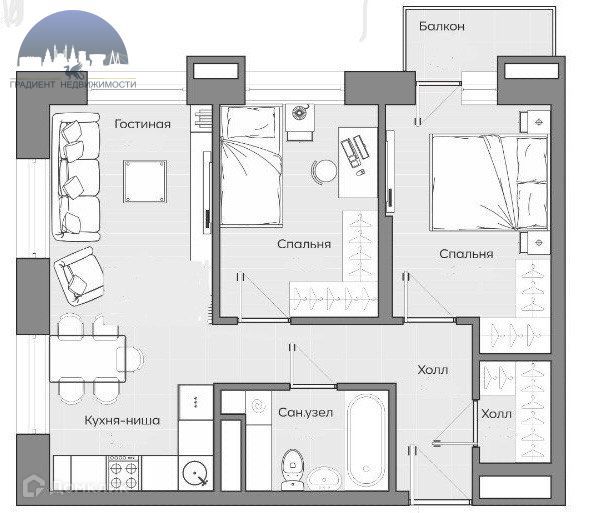 Продаётся 3-комнатная квартира, 52.88 м²