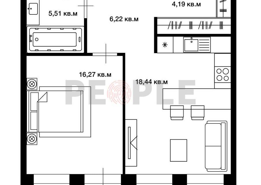 Продаётся 2-комнатная квартира, 49.6 м²