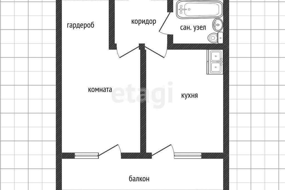 Продаётся 1-комнатная квартира, 37.5 м²