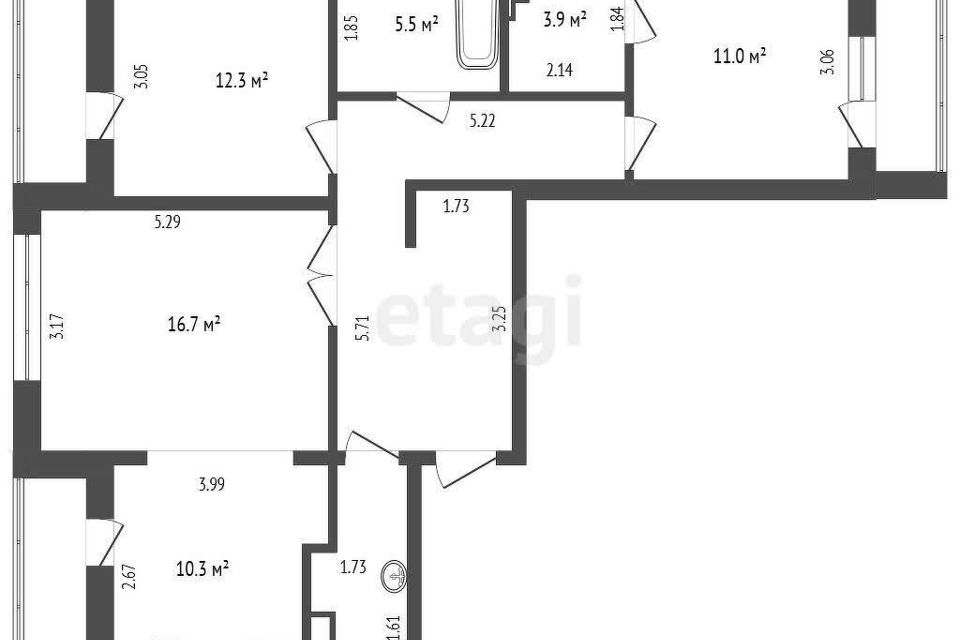 Продаётся 3-комнатная квартира, 80.3 м²
