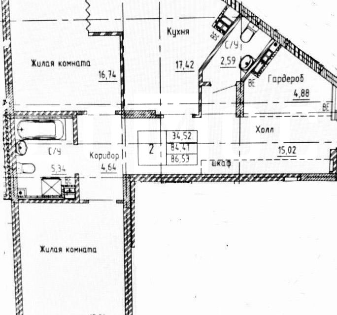 Продаётся 2-комнатная квартира, 85.7 м²