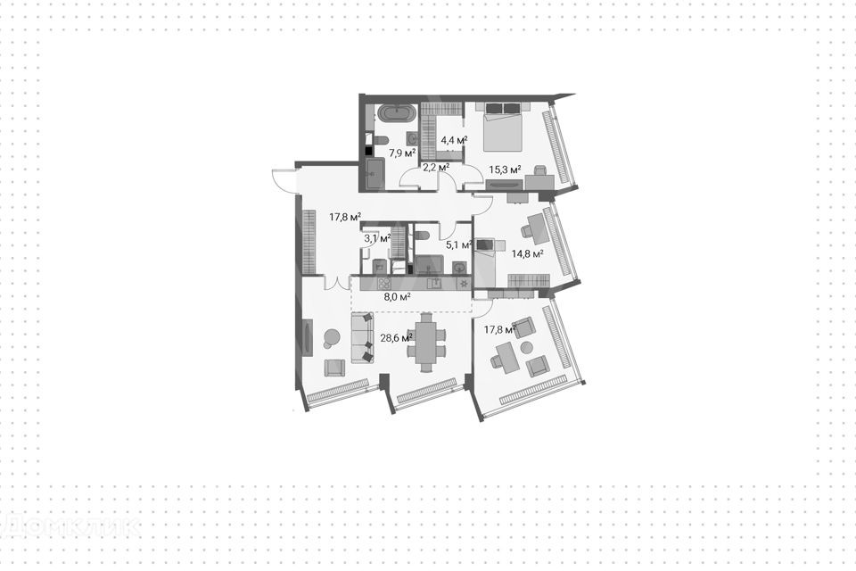 Продаётся 4-комнатная квартира, 125.2 м²