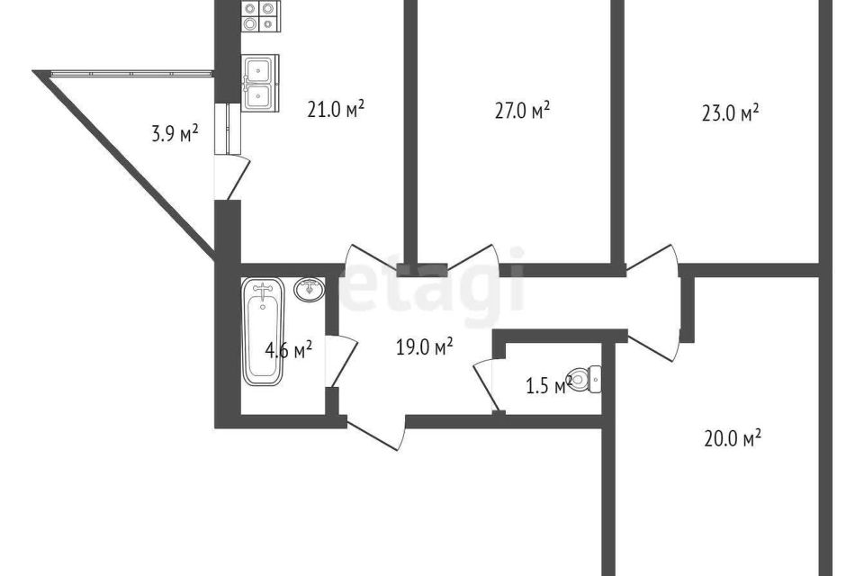 Продаётся 3-комнатная квартира, 120.4 м²