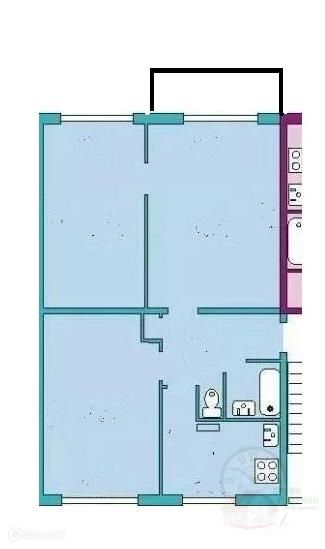 Продаётся 3-комнатная квартира, 58.7 м²