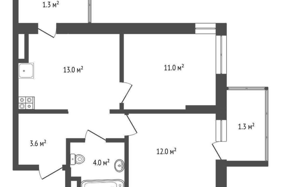 Продаётся 2-комнатная квартира, 52 м²