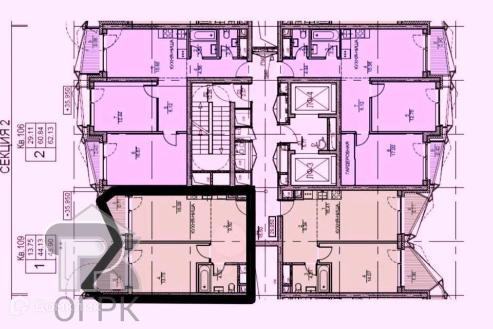 Продаётся 1-комнатная квартира, 44.1 м²