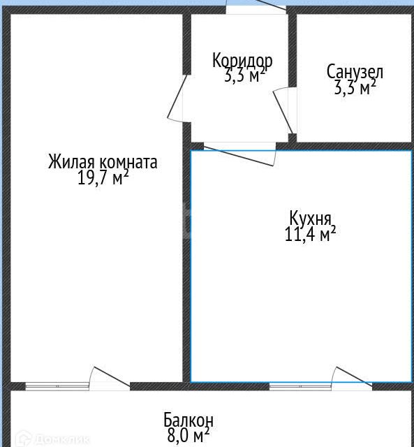 Продаётся 1-комнатная квартира, 41.7 м²