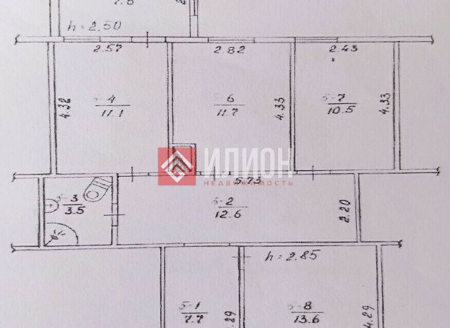 Продаётся 4-комнатная квартира, 78 м²