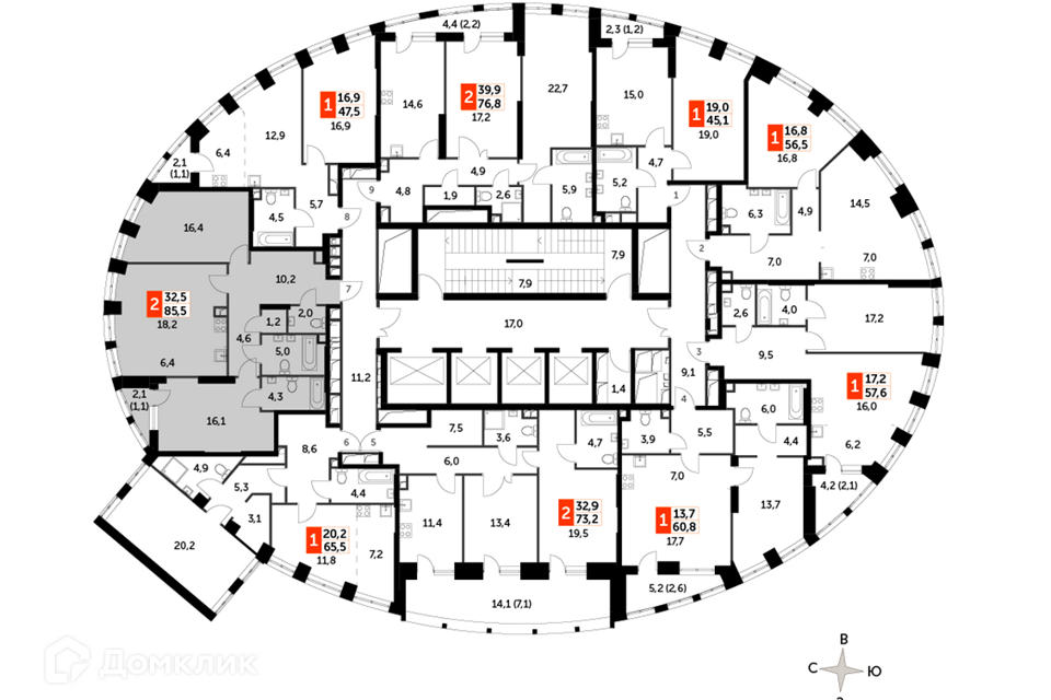 Продаётся 2-комнатная квартира, 85.5 м²