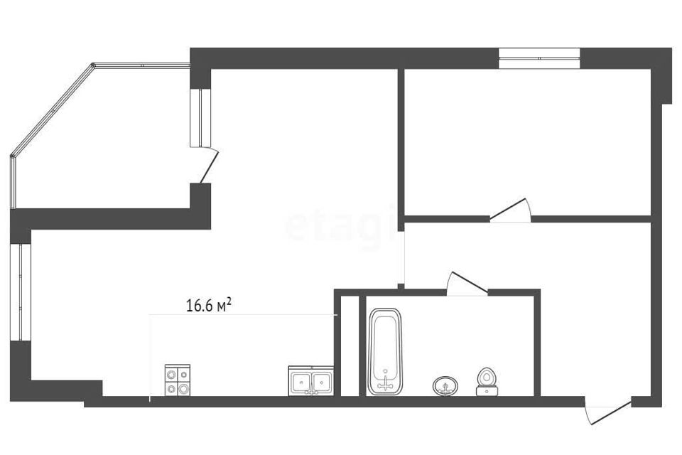 Продаётся 2-комнатная квартира, 52.1 м²