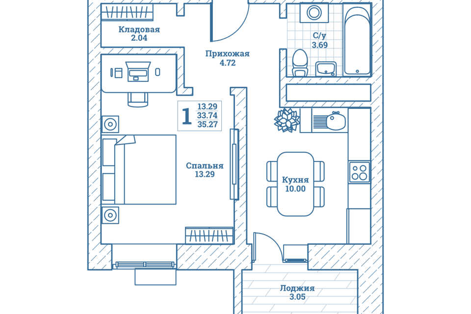 Продаётся 1-комнатная квартира, 35.6 м²