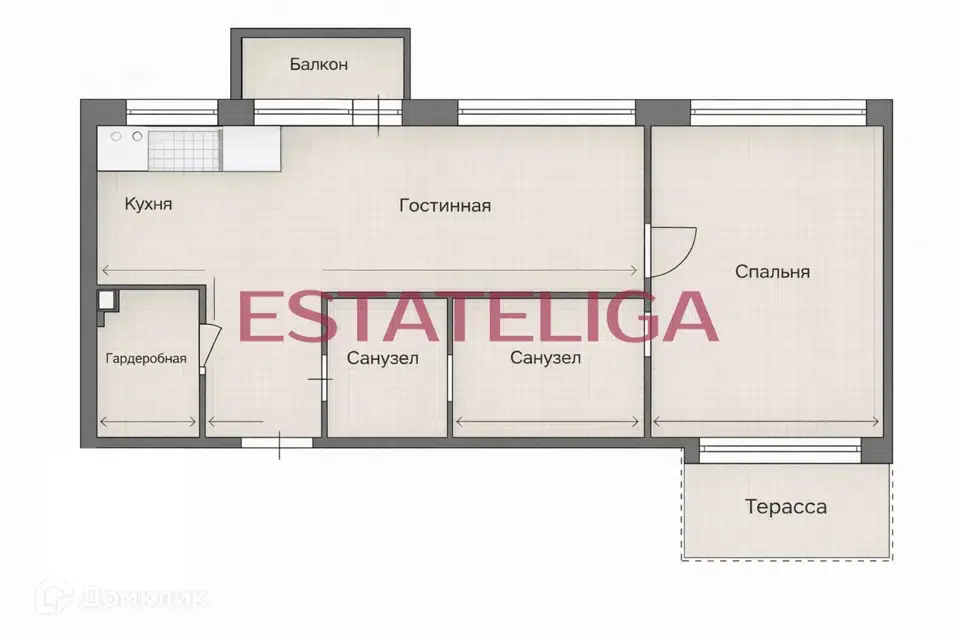 Продаётся 2-комнатная квартира, 57.8 м²