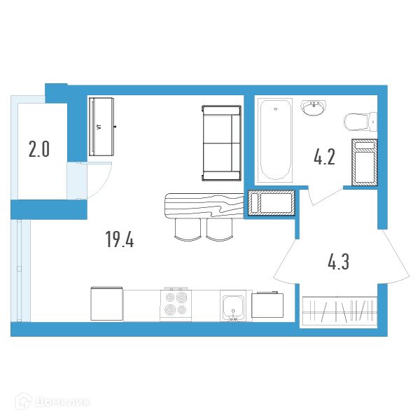 Продаётся студия, 28.9 м²