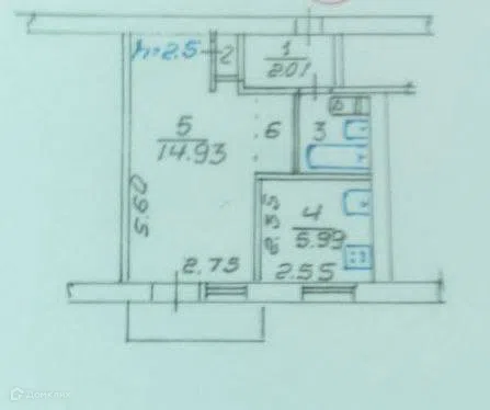 Продаётся 1-комнатная квартира, 28.8 м²