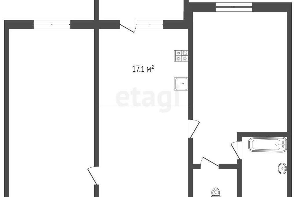 Продаётся 2-комнатная квартира, 58.2 м²