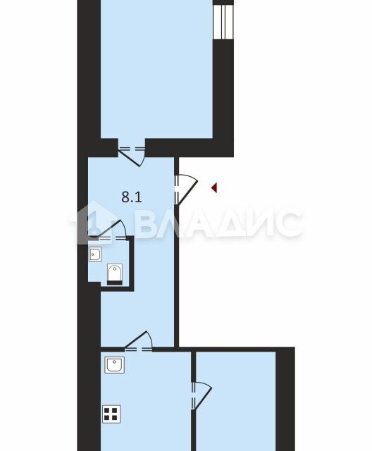 Продаётся 2-комнатная квартира, 45.6 м²