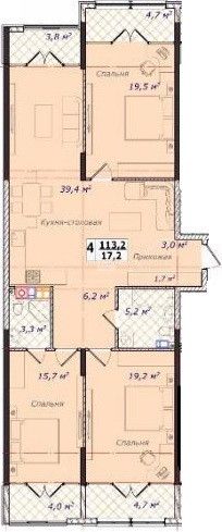 Продаётся 4-комнатная квартира, 113.2 м²