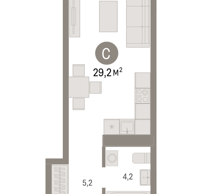 Продаётся студия, 29.2 м²