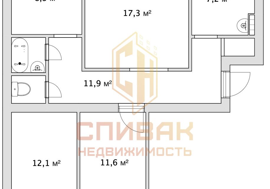 Продаётся 4-комнатная квартира, 77.8 м²