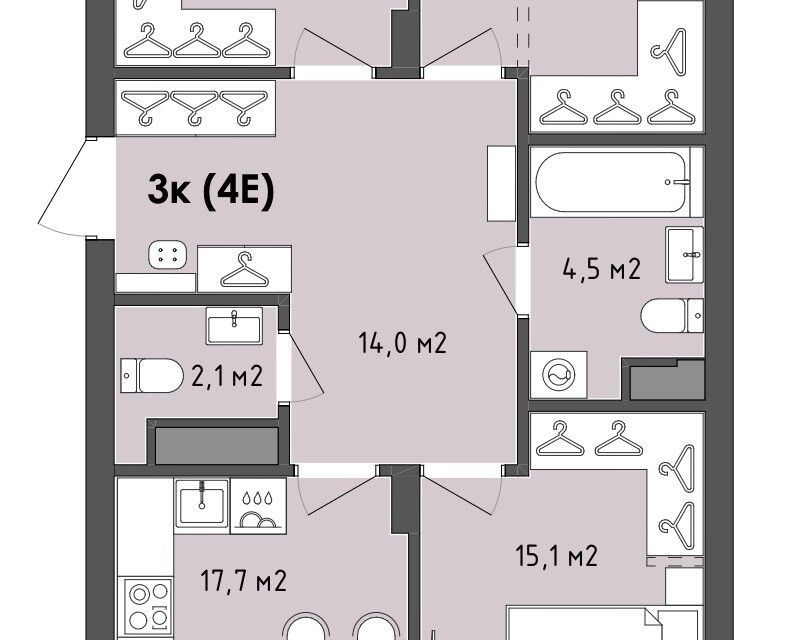 Продажа двухкомнатной квартиры 115.2м² бул. Содружества, 1, Воронеж, Воронежская